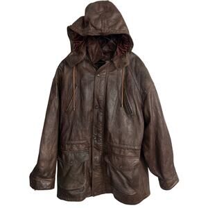Vintage Adventure Bound Dark Brown Leather Jacket Sz Large Thinsulated Heavy EUC